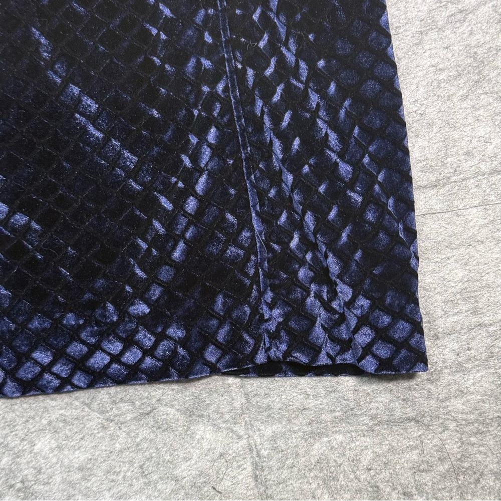 House of London Navy Velvet Mini Dress L Mock Neck Long Sleeve Shoulder Pads ( - Picture 12 of 13